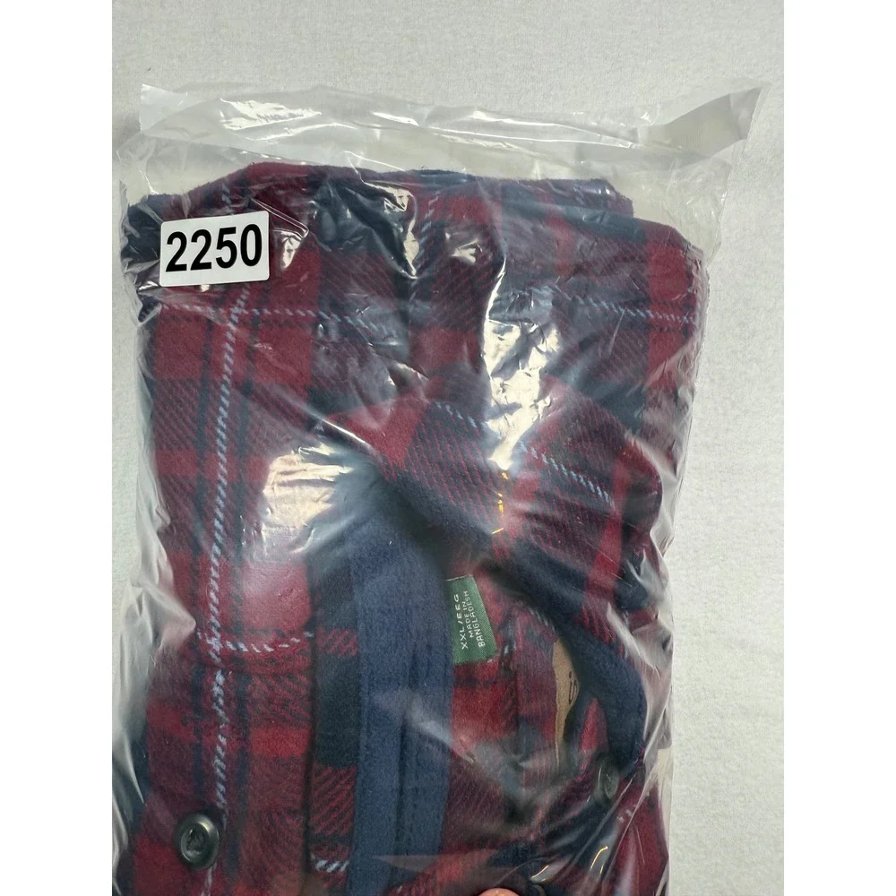 Orvis XXL Heavy Flannel Coat Shirt Red Blue Plaid Long Sleeve‎ Button  Pockets